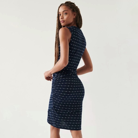 Anthropologie Caryn Black & White Polka Dot Mini Dress - Picture 5 of 12